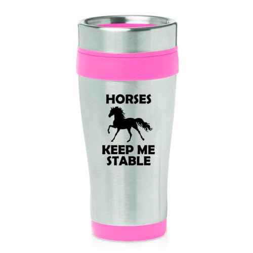 Mug Isotherme Voyage 16oz (473ml) En Acier Inox - Motif Cœur Et Cheval - Marque MIP