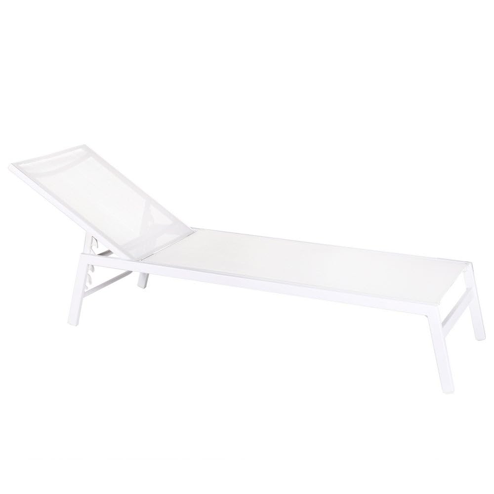 LOLAhome - Tumbona de Jardín y Exterior Thais de Aluminio Blanca Apilable y Reclinable de 199x61 cm