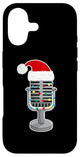 Christmas Lights Podcast Mic Wearing Xmas Hat Podcaster X}zP[X iPhone 17 p