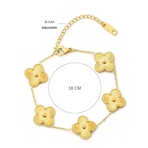 Image of Secret Stash Anti Tarnish Clover Bracelet for Women | Fancy Jewellery Gifts | Hand Band | Fashion Accessories for Girls | Minimal Jewelry Design | Ideal for Gifting | Gift for Diwali, Christmas, Marriage, Birthday