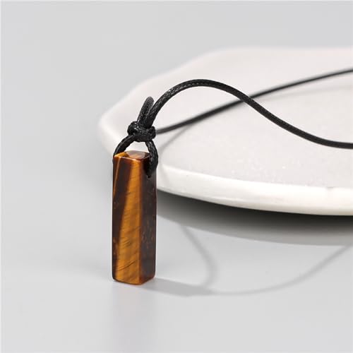 Lit Wall Tigers Eye Necklace For Men Natural Stone Necklace Adjustable Black Rope Tiger Eye Pendant Spiritual Energy Crystals And Healing Stones Necklace Protection Necklace Gifts For Men Women thumb #2