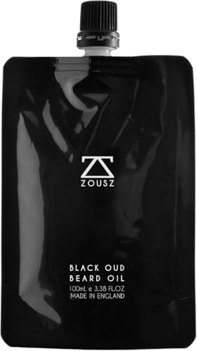 ZOUSZ Black Oud Bartöl Herren – Bartserum Bart öl Zedernholz & mit Argan- und Avocadoöl – Fördert Bartöl Wachstum, pflegt & macht Barthaar weich – 100ml Nachfüllbeutel