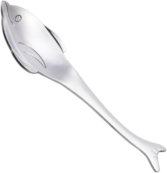 Silverware Flatware Set, 1/4/6/8/10 Pieces Spoons Dolphin 304 Stainless Steel Spoon Creative Cartoon Small Spoon Coffee Stirring Spoon(Silver,10Pcs)