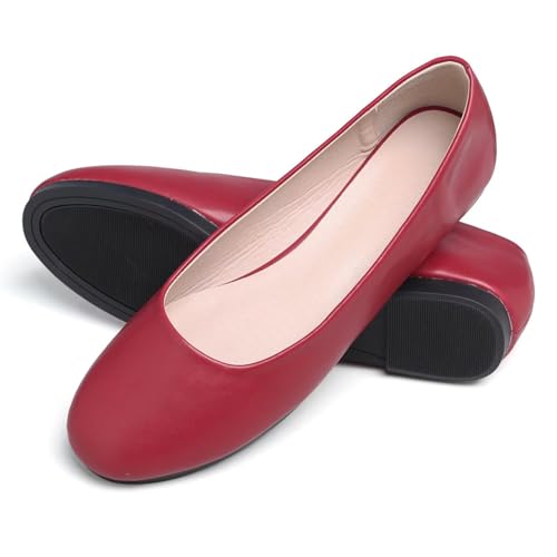 Hee grand Casual Flats for Women Round Toe Candy Color Slip On Ballet Flats Soft PU Leather Loafers Comfortable Work Flats3