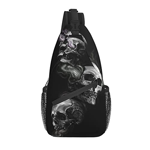 ASYG Skull Sling Bag Crossbody Chest Daypack Casual Backpack Goth Shoulder Bag For Travel Hiking Outdoor