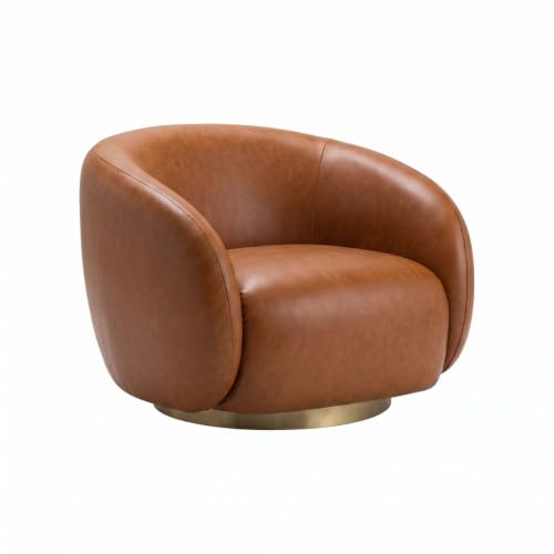 Image of Kingsman Furnitures Brok Swivel Luxury Accent Arm Chair 360 Degree Rotatable Sofa for Home | Bedroom, Living & Drawing Room | Ultra Soft and Comfortable for Lounge (Caramel, Non-Swivel)