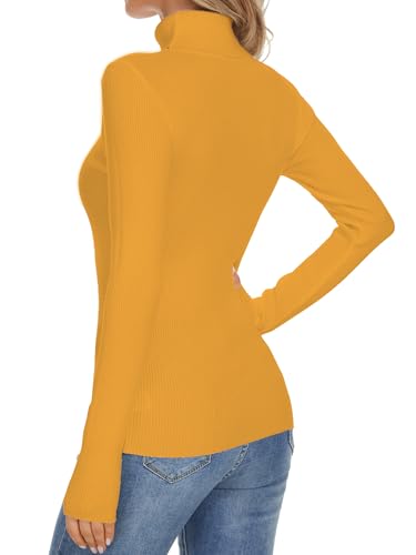 Image of Turtleneck Sweaters for Women Ribbed Long Sleeve Pullover Sweater