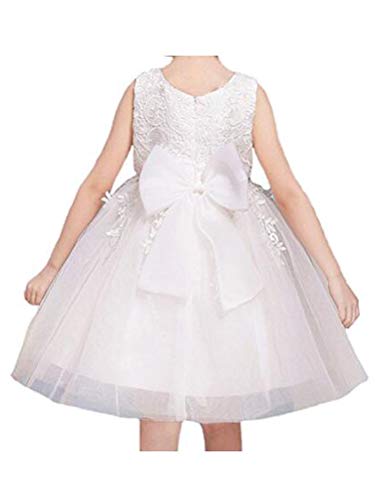 Mallimoda Girl's Lace Tulle Flower Princess Wedding Dress For Toddler And Baby Girl Sleeveless White 2Y #TOP3
