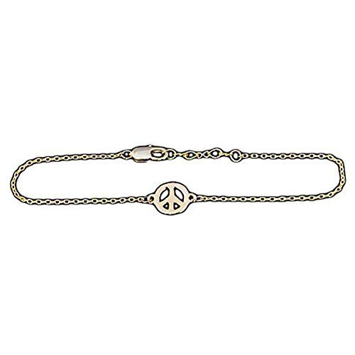 Preisvergleich Produktbild ANDANTE Elegante 14K Gold Hippie Style ARMKETTE Peace + Organzasäckchen