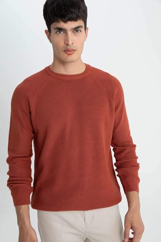 DeFacto Man Casual Standart Fit Crew Neck Long Sleeve Tricot Pullover A8458AX, OrangeL