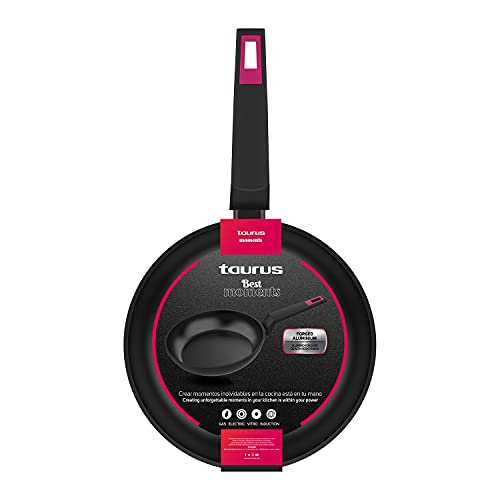 Taurus - Sartén 26cm | Aluminio forjado | Mango ergonómico | Todo tipo de fuegos | Recubrimiento antiadherente | Apta para lavavajillas | Libre PFOA | Sarten cacerola | Negra