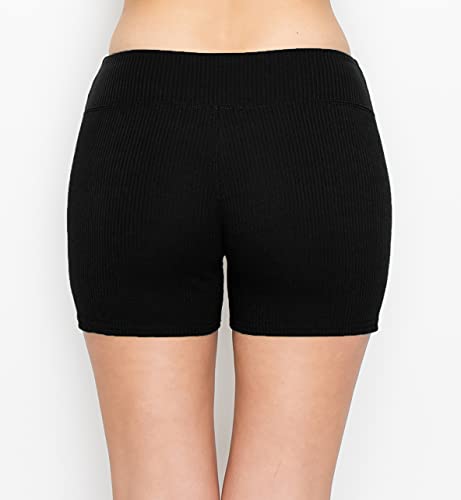 Image of ALWAYS Women's Ribbed Biker Shorts, High Waisted Tummy Control Workout Shorts, 5 inch Inseam, Black S