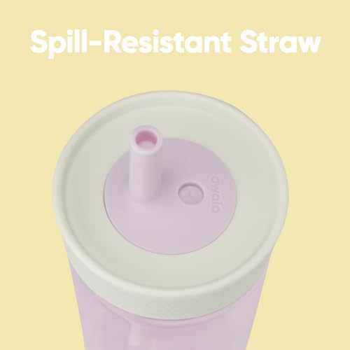 Image of Owala Kids Insulation BPA-Free Plastic Tumbler with Spill Resistant Flexible Straw, Easy to Clean, Kids Water Bottle, Great for Travel, Dishwasher Safe, 15 Oz, Mint and Pink, (Unicorn)