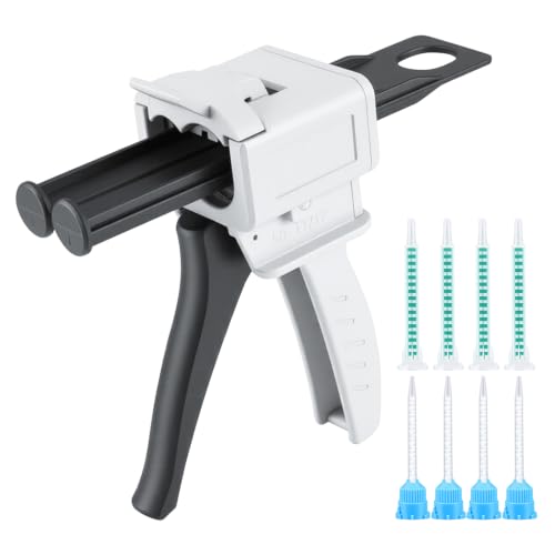 Dispensing Gun 50ml Two-Component Glue Gun 1:1 Epoxy Glue Gun Epoxy Gun Suitable for 1:1 Double Cartridges with 8pcs Mixing Nozzle (1:1 Dispensing gun)