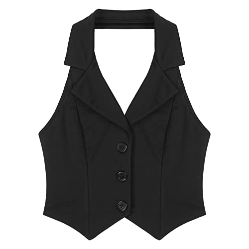 Choomomo Womens Notched Lapel Backless Button Suit Vest Waistcoat Lady Spring Autumn Slim Fit Outerwear3