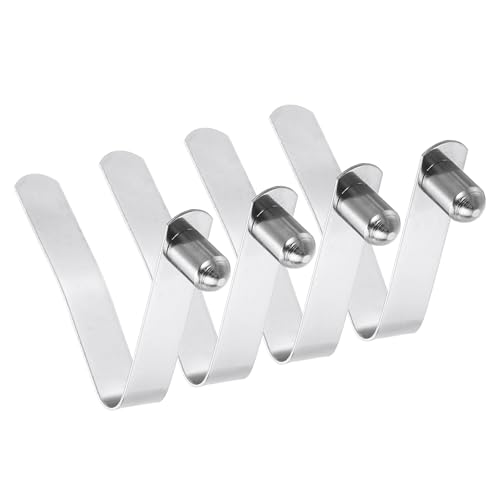 PATIKIL 10 x 6mm Kayak Paddle Snaps, 4 Pack Tent Pole Clips Steel V Shaped Single Pin Push Button Spring Clips Lock Tube Pole Clips for Camping Awning, Silver Tone, 35.8mm Long