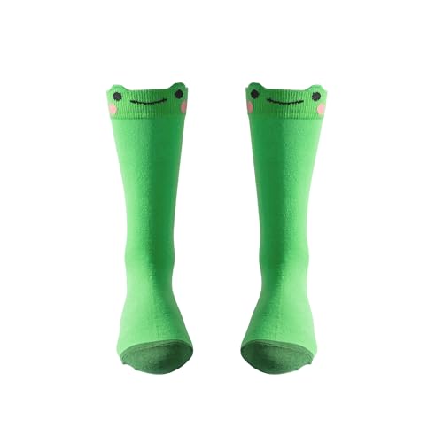 NoveltyShopFun Animal Cute Frog Crew Socks Novelty Calf Stockings Birthday Gift (US Alpha One Size Regular Regular Green 1 Pair Crew Socks)