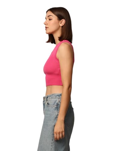 Image of ONLY Women's Rayon Blend Slim Fit Casual Crop Tank Top