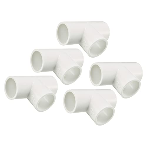 QUARKZMAN 5 Piezas 20mm Interior Diámetro PVC Conector 3 Vías T-Forma para Tubería de Agua, DWV Conector de Tubería de Acoplamiento, Kit de Accesorios de Plomería PVC, Blanco
