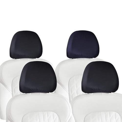 ALLANSING Lycra Car Headrest Covers 4-Pack - 2-Way Stretch & Superior Fit Stain & Wear Protection Machine Washable Fits Cars/SUVs/Trucks/Minivans (Black)