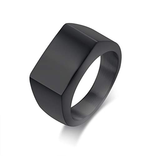 Asma Jewel House Black Stainless Steel Square Width Vintage Signet Classic Design Ring for Men/Boys