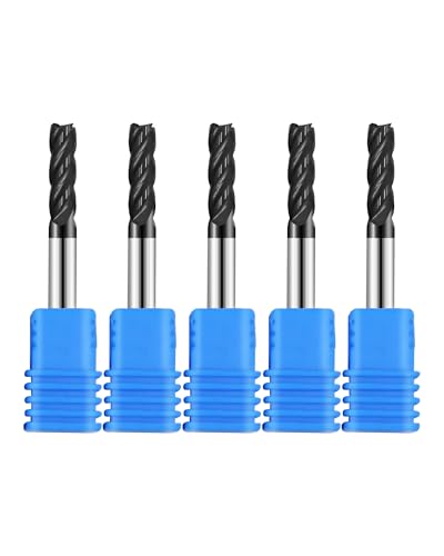Image of 5Pcs 3 /16in Solid Carbide End Mills,4 Flute, 30 Degree Helix Bits Tool for Medium Hardness Steel, Brass, Iron