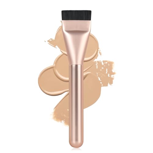 Ultrathin Foundation Brush for Liquid Makeup Flat Spatula Liquid Foundation Brush Premium Face Makeup Brush for Blending Cream (Rose Gold)