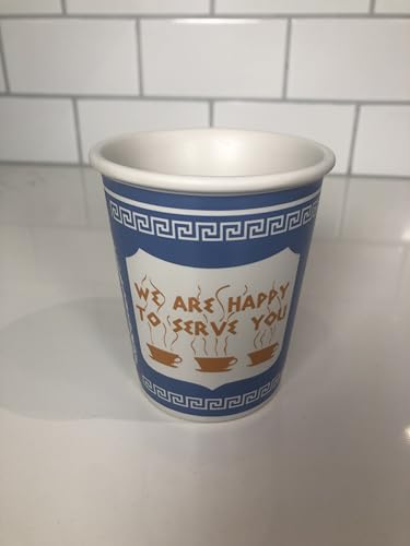 10 oz Ceramic New York City Greek Coffee Cup "We are Happy to Serve You"