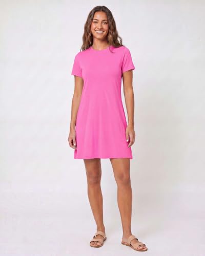 Image of Real Essentials 3 Pack: Women's Short Sleeve T Shirt Dress Swing Loose Casual Lounge Everyday Outfit (Available in Plus)
