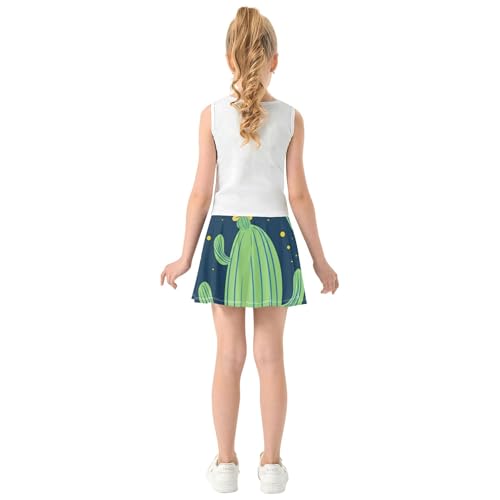 Joisal Athletic Shorts for Girls Skorts Cacti Succulents Green Kids Tennis Skirts Children Little Girl 3t4