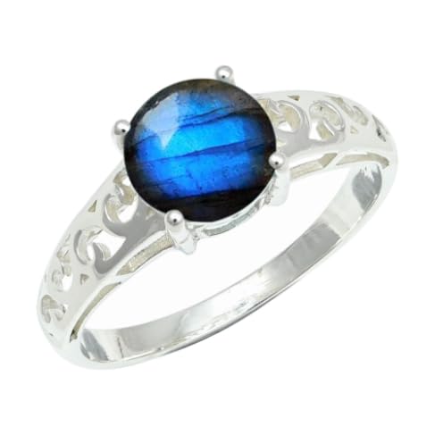 Bague labradorite véritable en argent sterling 925 mixte taille 61