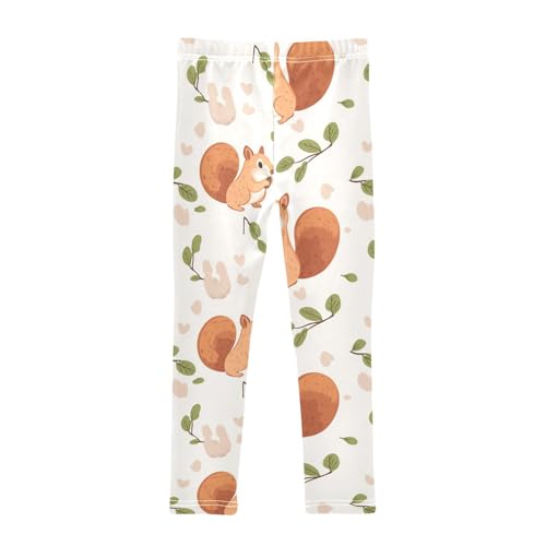 Squirrels Oak Girls Leggings,Workout Leggings for Girls Toddler Athletic Legging Size for 3-10T2