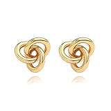 PERNNLA PEARL 18K Gold Love Knot Stud Earrings for Women Minimalist Cute Small Stud Earrings Dainty Twist Woven Post Earrings for Women Jewelry