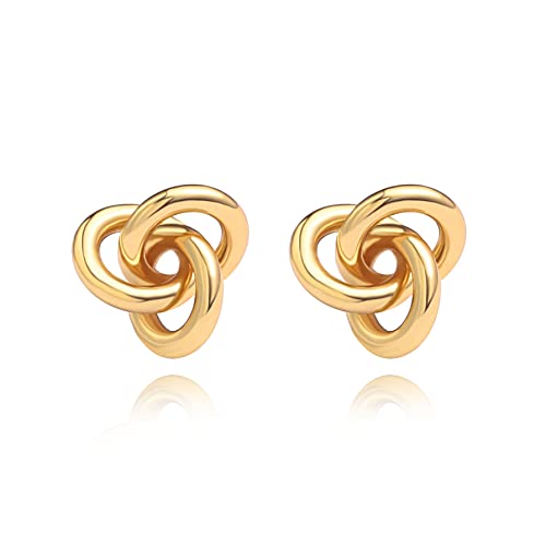 PERNNLA PEARL 18K Gold Love Knot Stud Earrings for Women Minimalist Cute Small Stud Earrings Dainty Twist Woven Post Earrings for Women Jewelry