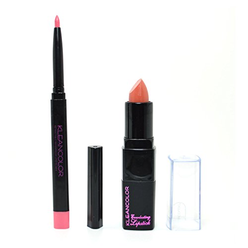Kleancolor 1 Eye Lip Liner Rose Pink + 1 Lipstick Natural Makeup Combo + Free ZipBag