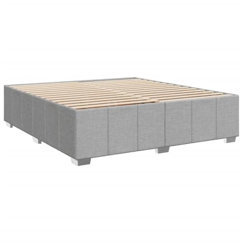 vidaXL Bettgestell, Bettrahmen mit Lattenrost, Polsterbett Bett für Schlafzimmer, Doppelbett Schlafzimmerbett, Hellgrau 200x200cm Stoff