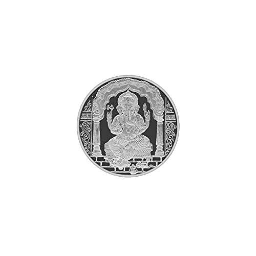 Image of MAA SILVER Pure Silver Ganpati Ganeshji BIS Hallmarked Round Coin Chandi Sikka Perfect for Gifting Investment Diwali Dhanteras (999 Purity)