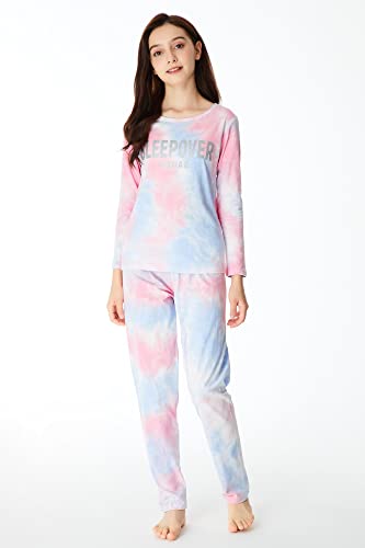 Beezizac Pajamas for Girls 100% Cotton Tie dye Unicorn Mermaid Sleepover PJ Set Size 4T-182