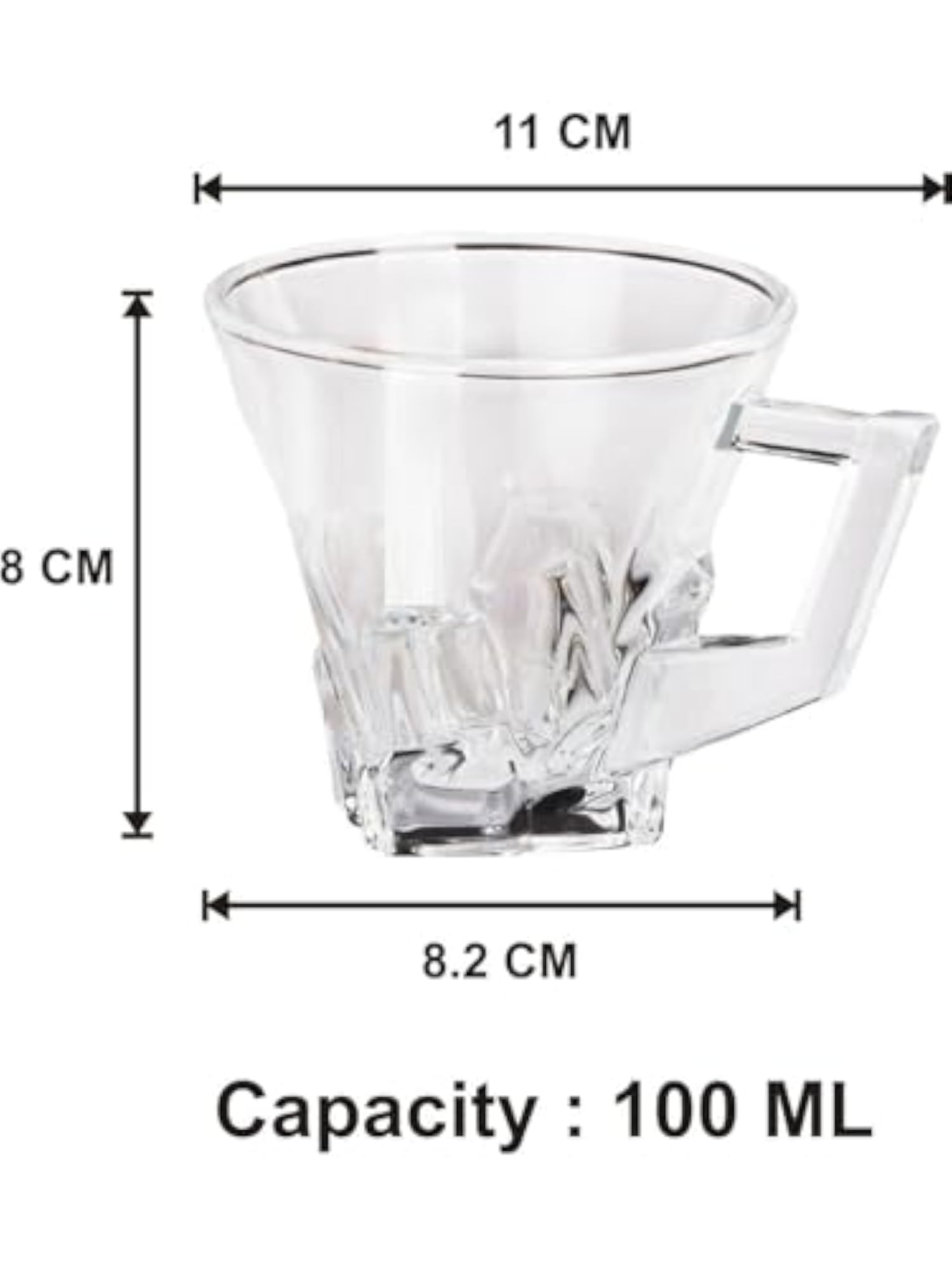 Clear Glass Coffee & Tea Cup Set, 6 Pieces, 100 Ml