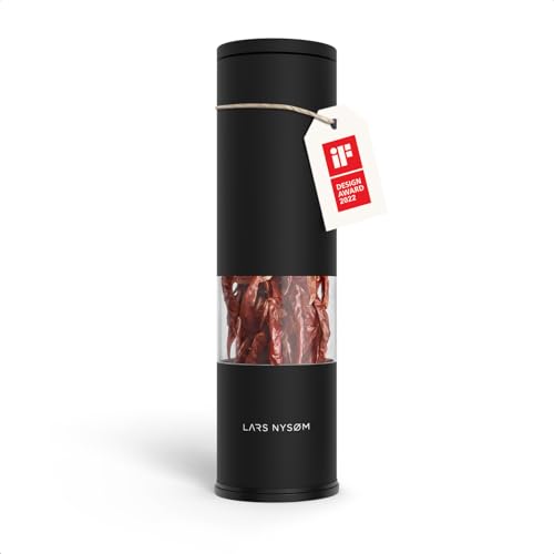 LARS NYSØM Chilimühle mit Edelstahl Schneideblatt I Premium Chili Cutter I Designer Gewürzmühle (Carbon Black)
