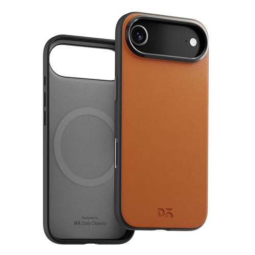 Image of DailyObjects Leatherite Case for iPhone Air Compatible with MagSafe Wireless Charging | Tan-Grey Hybrid Magnetic Back Cover