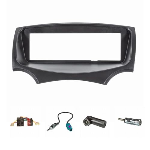 tomzz Audio 2415-051 Cadre de Radio Compatible avec Ford KA RU8 année 2009-2017 Noir avec Adaptateur Radio ISO Fakra Adaptateur d'antenne DIN ISO