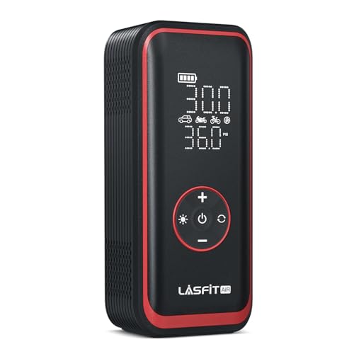 LASFIT TK1 Pro Tire Inflator Portable Air Compressor [5X Faster Inflation] 150PSI Tire Inflator 16000mAH Battery Operated Air Pump for Car Tires with Digital Pressure Gauge Smart Auto Stop