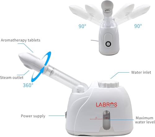 Labros Steamer for Cold & Cough, Vapourizer & Steamer for Face steam, Steam Inhaler & Vaporizer Machine facial steamer for face, steam inhaler cold cough, steam vaporizer (White)