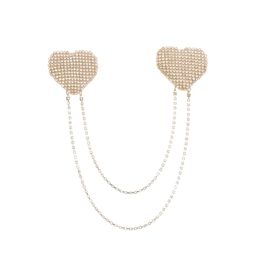 Image of ZGMYC Sparkly Rhinestones Metal Chain Nipple Cover with Tassel, Reusable Adhesive Pasties Sexy Bra Body Chain
