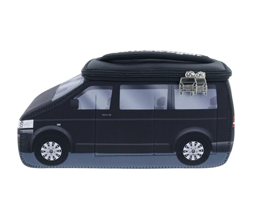 BRISA VW Collection - Volkswagen Neoprene Universal Makeup Cosmetics Toiletry Travel Pharmacy Bag in T5 Bus Design (Black/Large)4