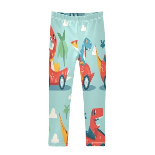 Toddler Girls Leggings Printed Yoga Pants Leggings Red Car Dinosaurs for Kids