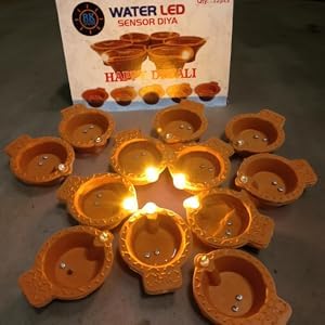 RK SUN Water Sensor Pack of 12 LED Light Diyas/Deepak Home and KitchenDecoration Flameless & Smokeless Warm Ambient Tea Light Candles for Diwali Durga Puja Festivals New Year Mandir Office LongLast-image-45