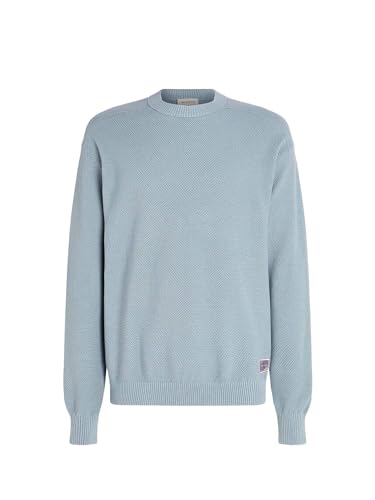 Pull Calvin Klein en coton mélangé bleu, une coupe droite confortable pour toutes les saisons