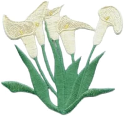 Generic Calla Lily White Embroidered Patch 2.50"" Wide 3.00"" Tall Iron On Embroidered Holiday Gift Decorative Patch for Clothes Jeans Hats Backpacks